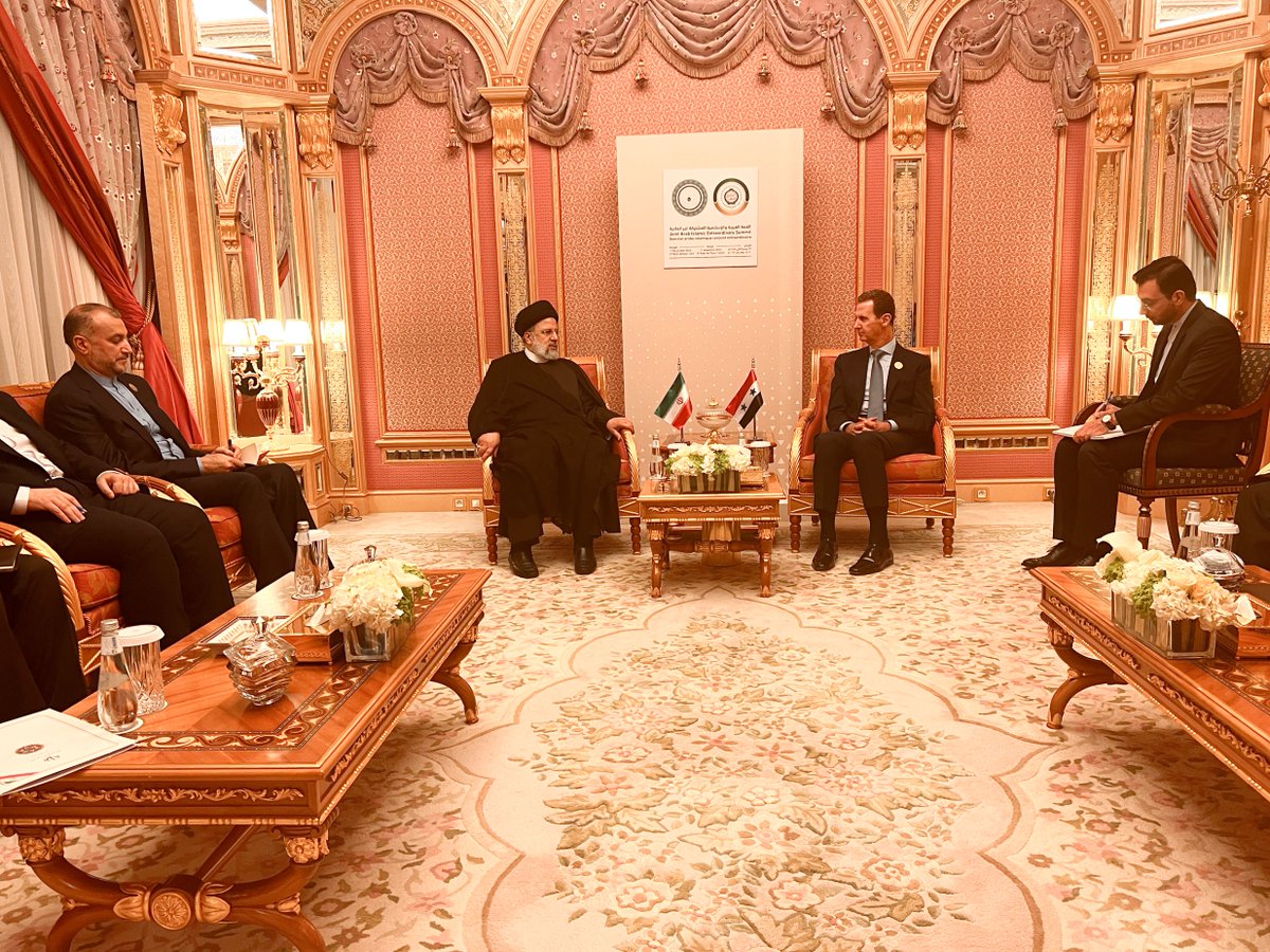 Iran's President Ebrahim Raisi met Syria President Bashar al-Assad today in Riyadh on the sideline of the ongoing summit