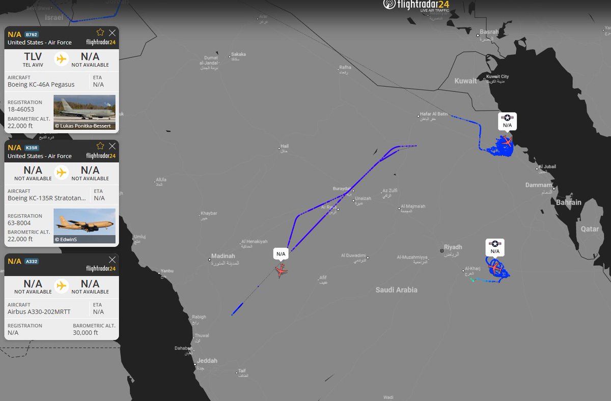 Flagge-usflag-usflag-usflag-sa Aktuell im Einsatz über Saudi-Arabien: Zwei Luftbetankungsflugzeuge der US-Luftwaffe und ein A330 MRTT-Tanker der königlich-saudischen Luftwaffe