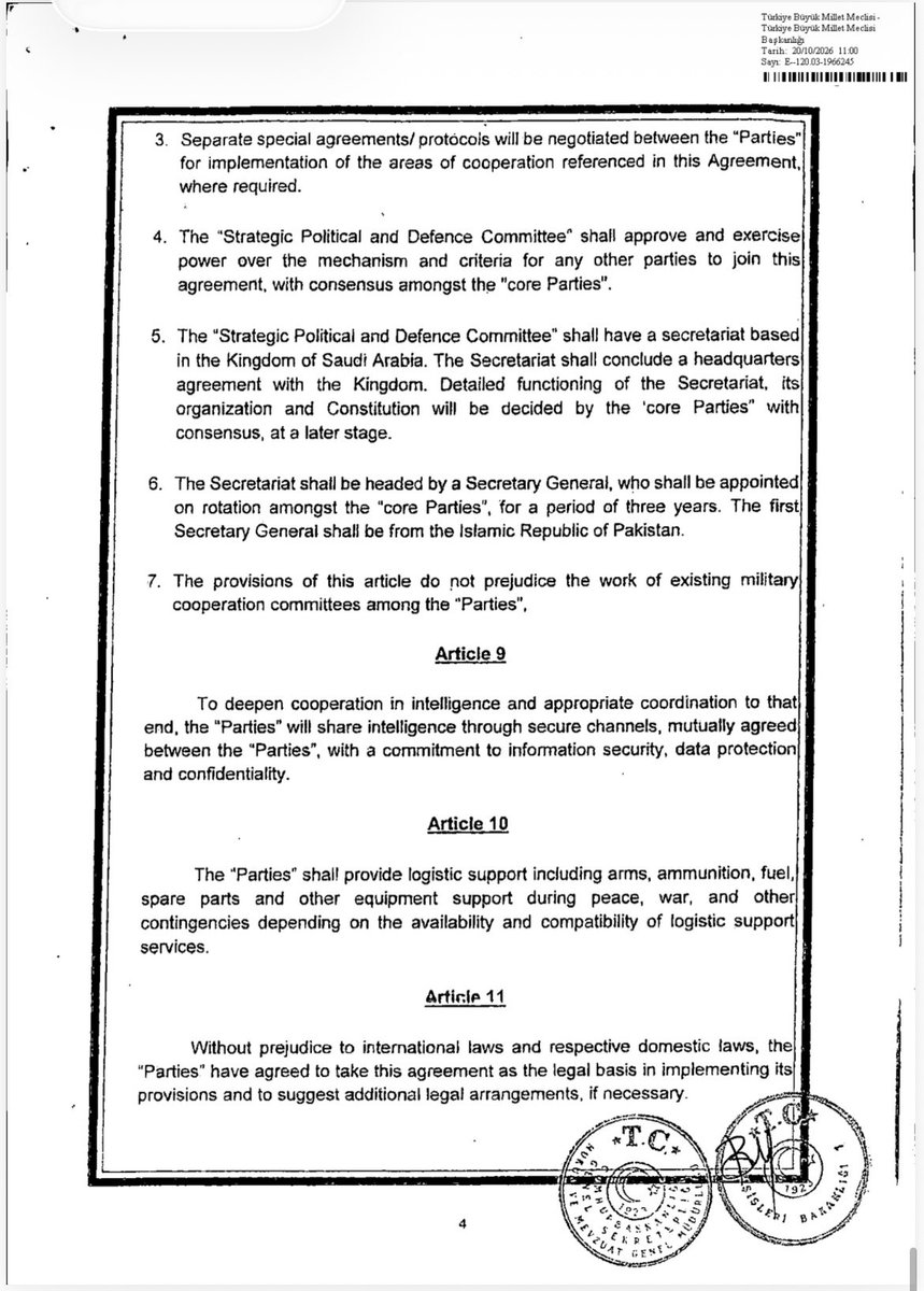 Here is the official English text of the Mecca pact submitted to the Turkish Parliament